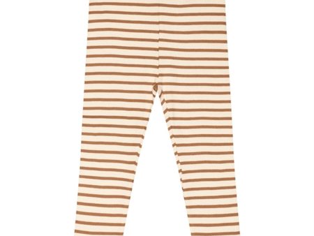 Petit Piao® Caramel Off White Leggings Modal Striped For Discount