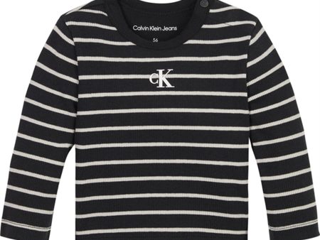 Calvin Klein Rib Stripe Blouse Black Stripe Supply