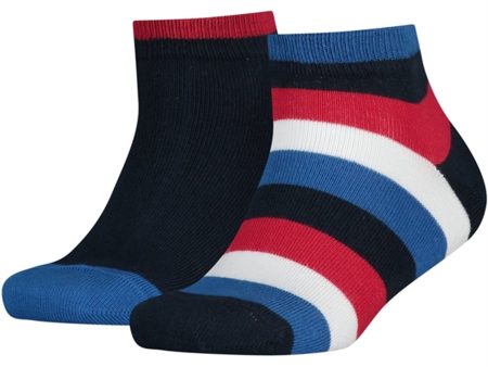 Tommy Hilfiger 2-pack Basic Stripe Quarter Socks Midnight Blue For Sale