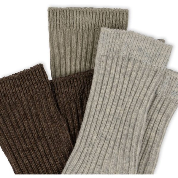 Konges Sløjd Soft Grey Ment Brown 3-Pack Rib Socks Fashion