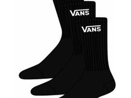 VANS By Classic Crew Youth Socks 3-Pack Black Hot on Sale