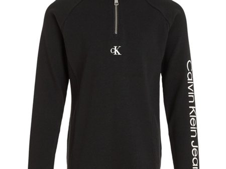 Calvin Klein Hero Logo Rib Zip Up Ls Blouse Ck Black For Sale