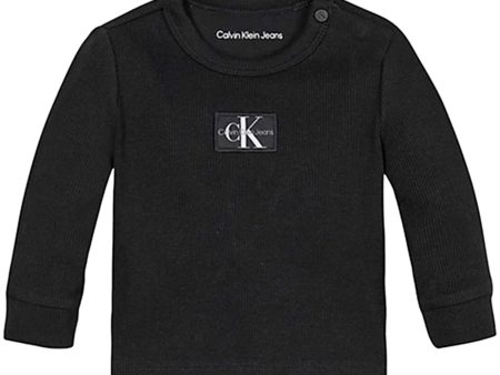 Calvin Klein Monogram Rib L S T-Shirt Ck Black on Sale