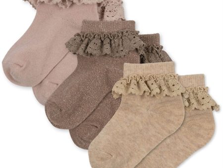 Konges Sløjd Rose Sand Roebuck 3-Pack Lurex Lace Socks Online now