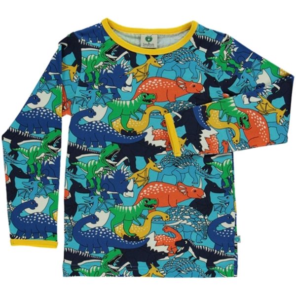 Småfolk Blue Atoll Dinosaur Blouse Discount